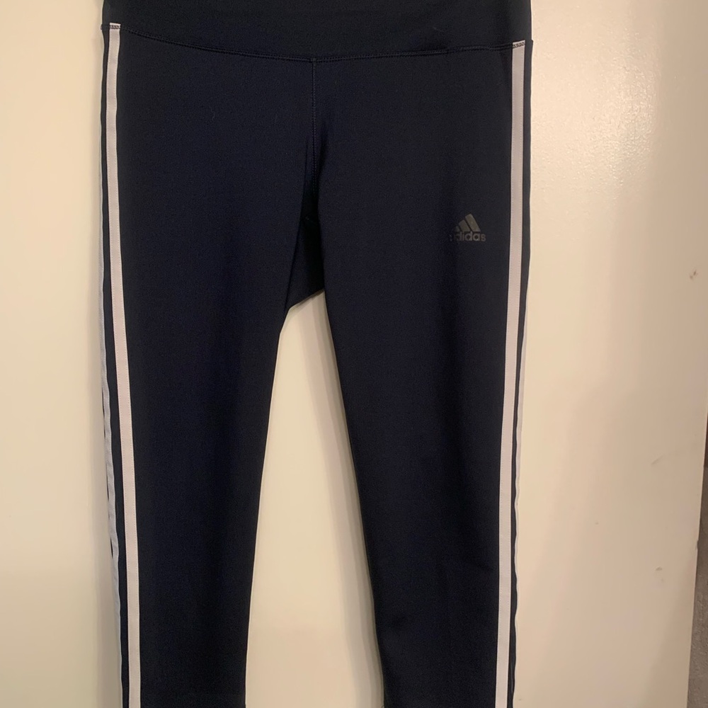 Adidas Dark Blue Leggings with Light Stripes Medium